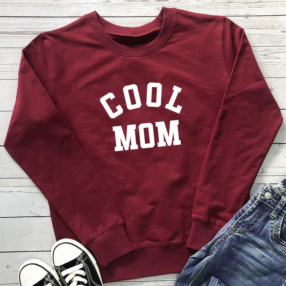 Cool MOM pure letter printed hoodie