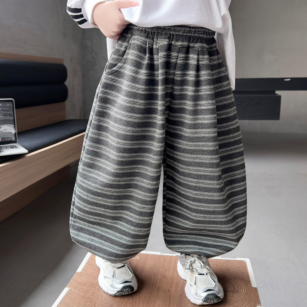 Trendy Casual Striped Loose Harem Pants for Boys