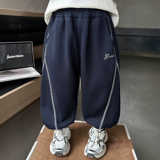 Boys Casual Jogger Pants, Cuffed Hem Sporty Trousers
