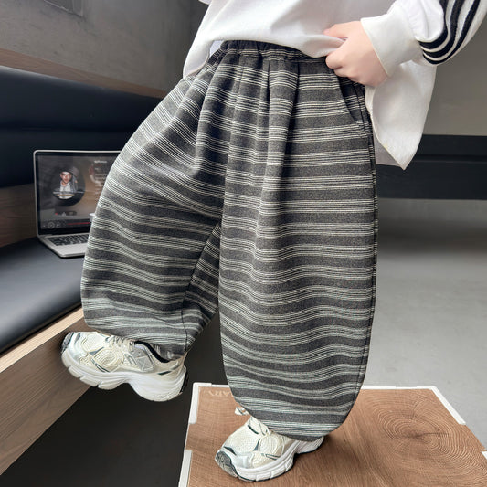 Trendy Casual Striped Loose Harem Pants for Boys