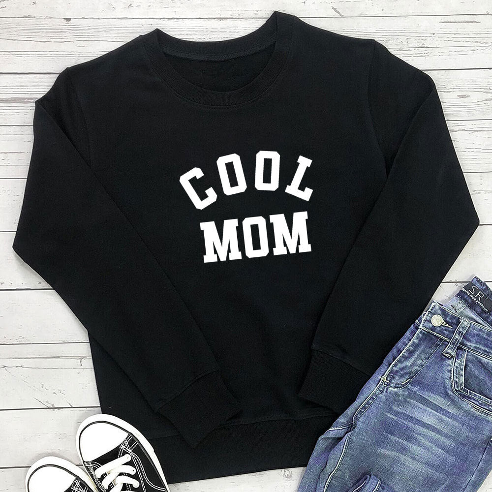 Cool MOM pure letter printed hoodie