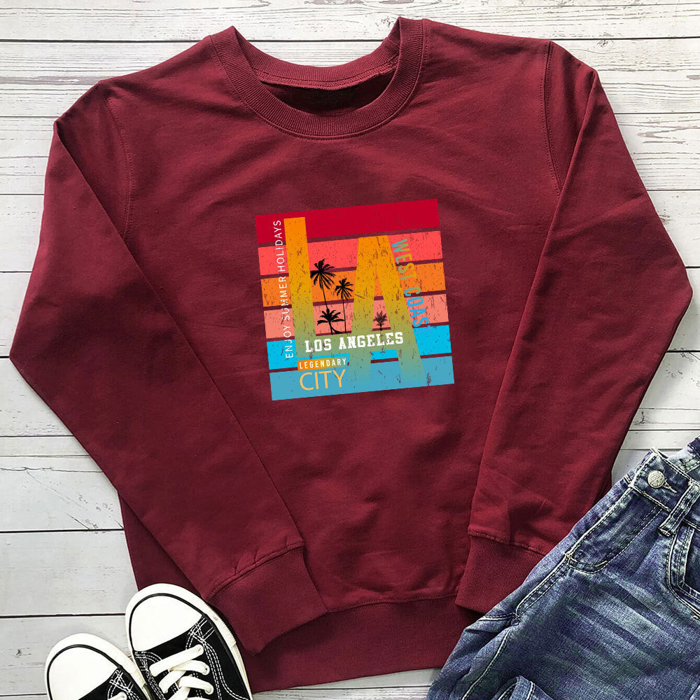 Enjoy Summer Holidays letter printed long sleeved hoodie