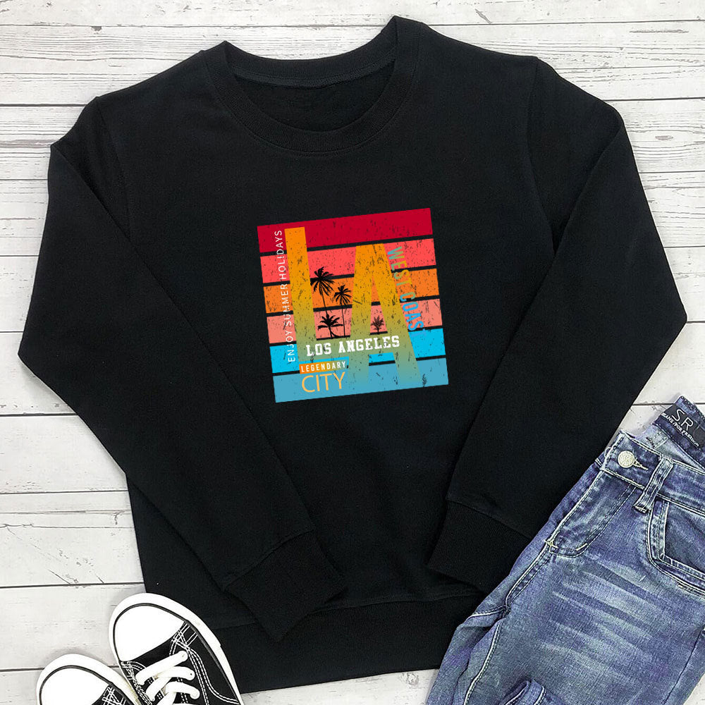 Enjoy Summer Holidays letter printed long sleeved hoodie