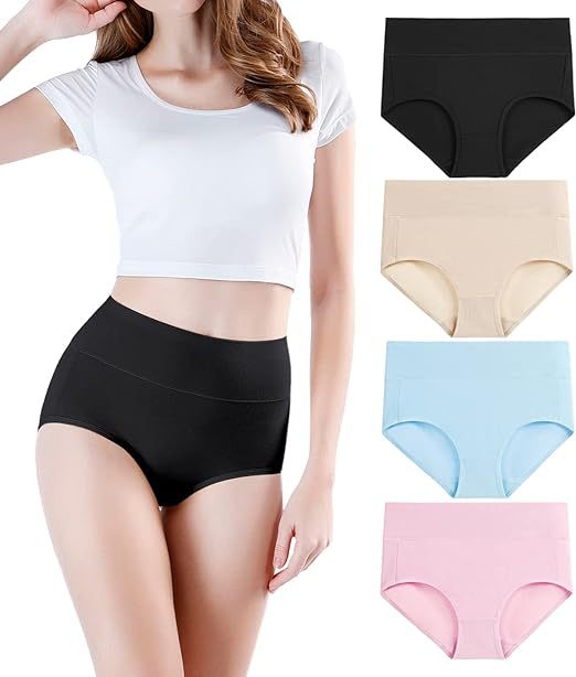 Cotton Underwear Women's Cotton Underwear High Waist Underwear Multi piece Set