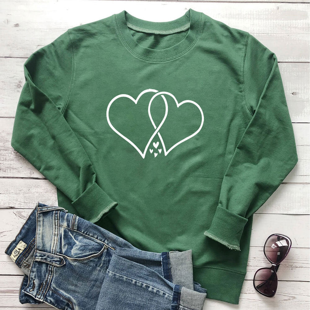 Round neck loose fitting long sleeved sweatshirt