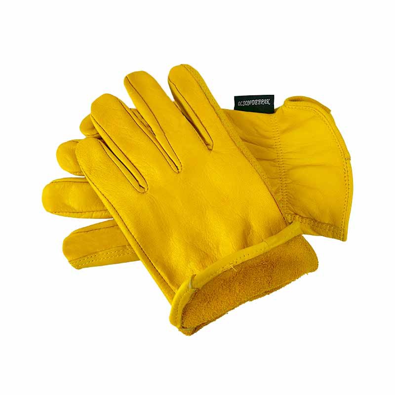 Leather Work Yellow Gloves for Motorcycle and Electric Vehicle Riding, Cowhide Protective Gloves for Handling and Driving