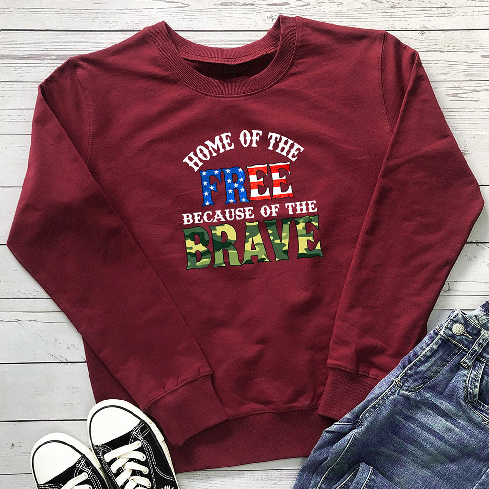 FREE BRAVE letter colored printed hoodie