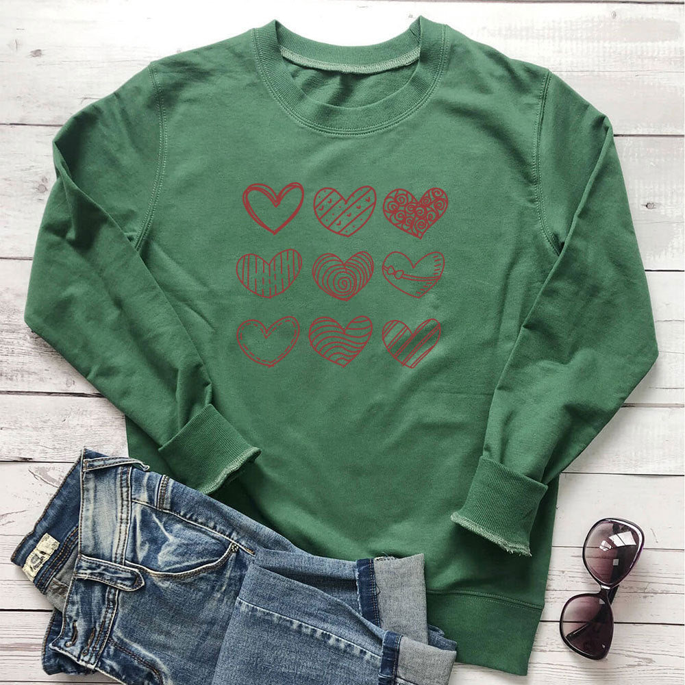 Heart printed long sleeved sweatshirt